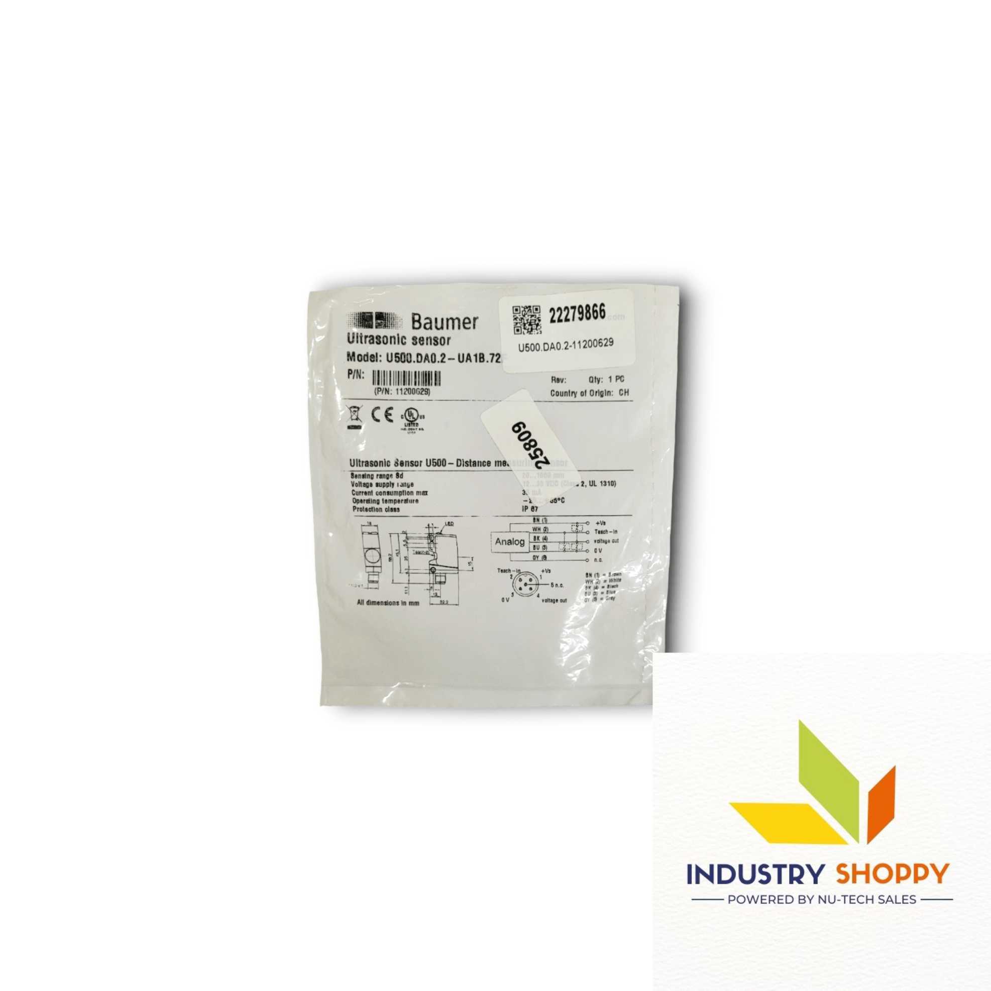 Baumer U500.DA0.2-11200629 Ultrasonic Sensor Baumer U500.DA0.2-11200629 Ultrasonic Sensor